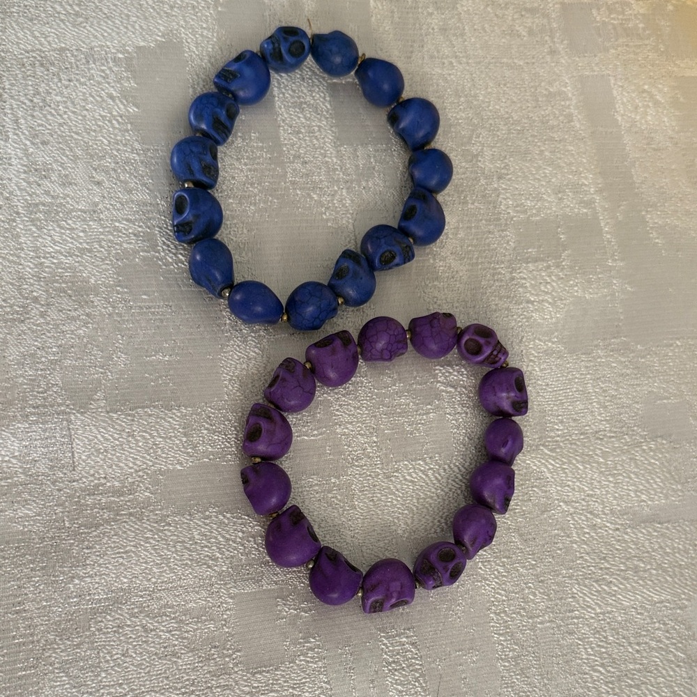 Vibrant Skull Bead Bracelets Set